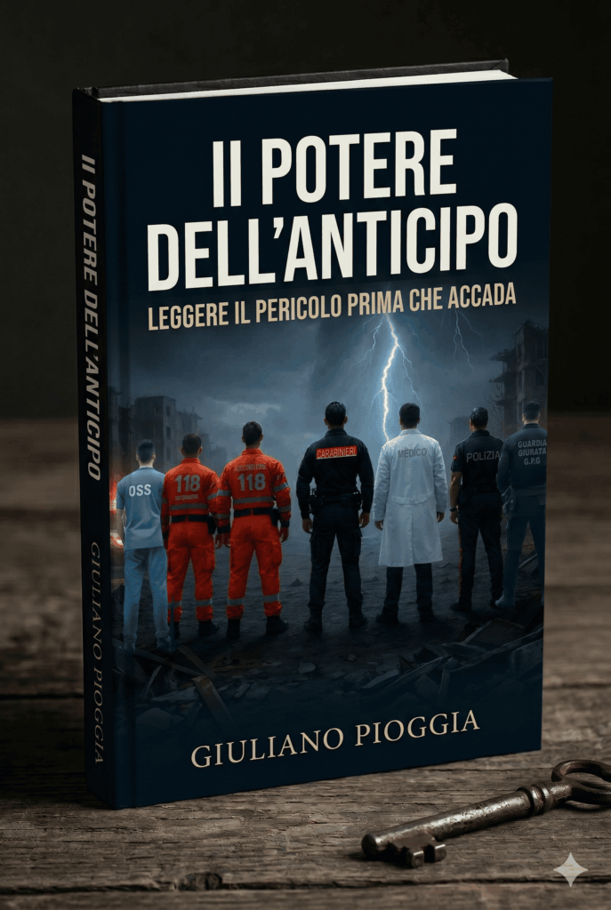 Il libro Il Potere dell'Anticipo con in copertina una squadra di soccorritori